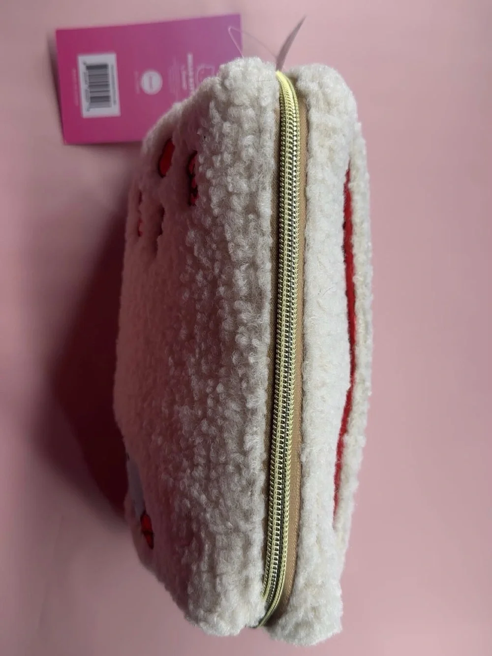 Hello Kitty Impressions Cream Sherpa Cosmetic Pouch